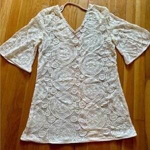 White Lace V-Neck beach coverup